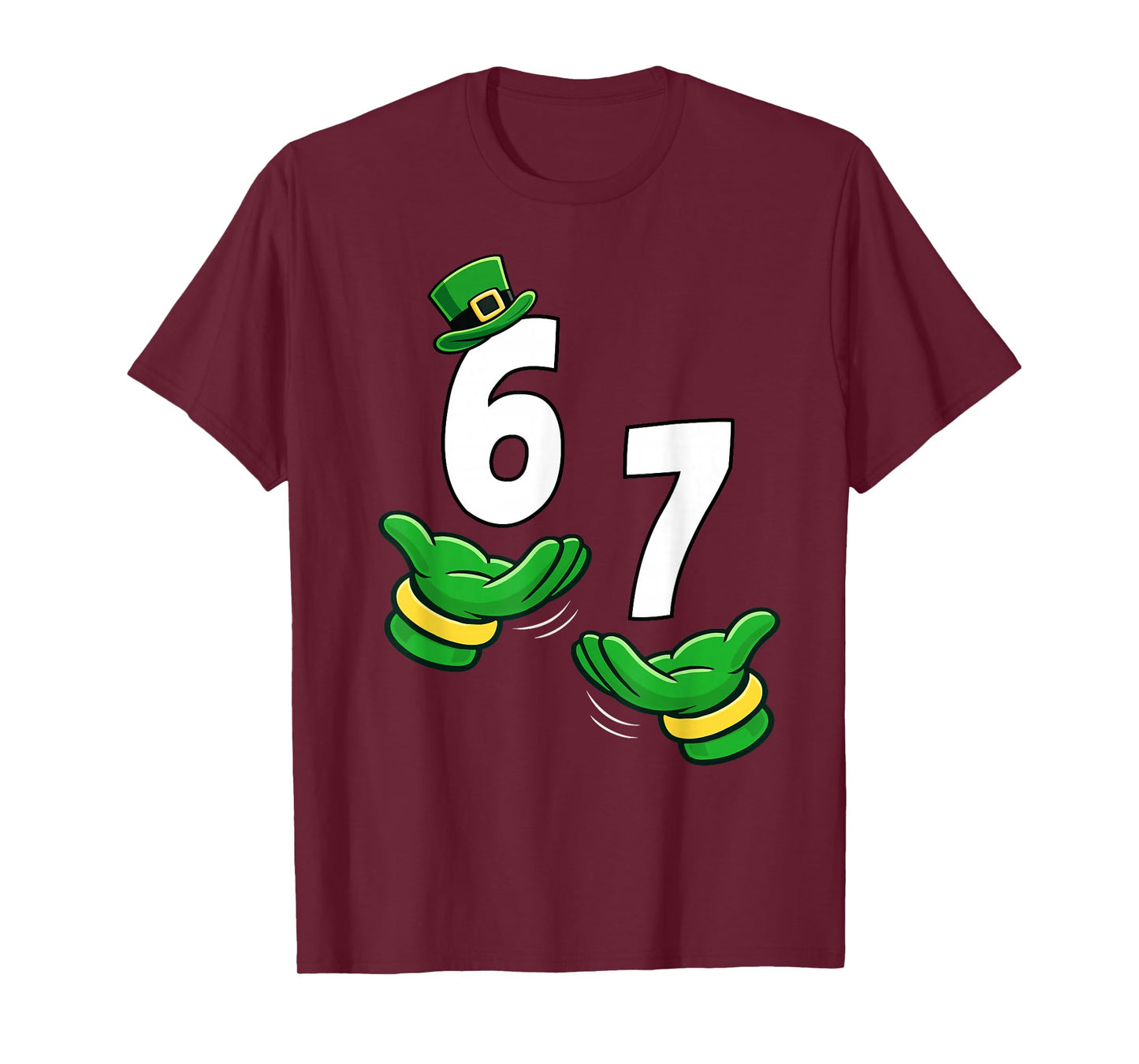 Six Seven 67 St Patricks Day 6 7 Shamrock Boys Kids 6-7 Meme T-Shirt