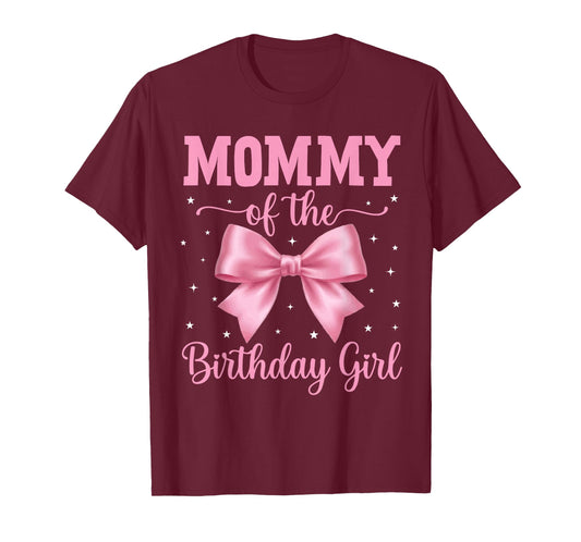 Mommy of Birthday Girl Coquette Bow Party Family Matching T-Shirt