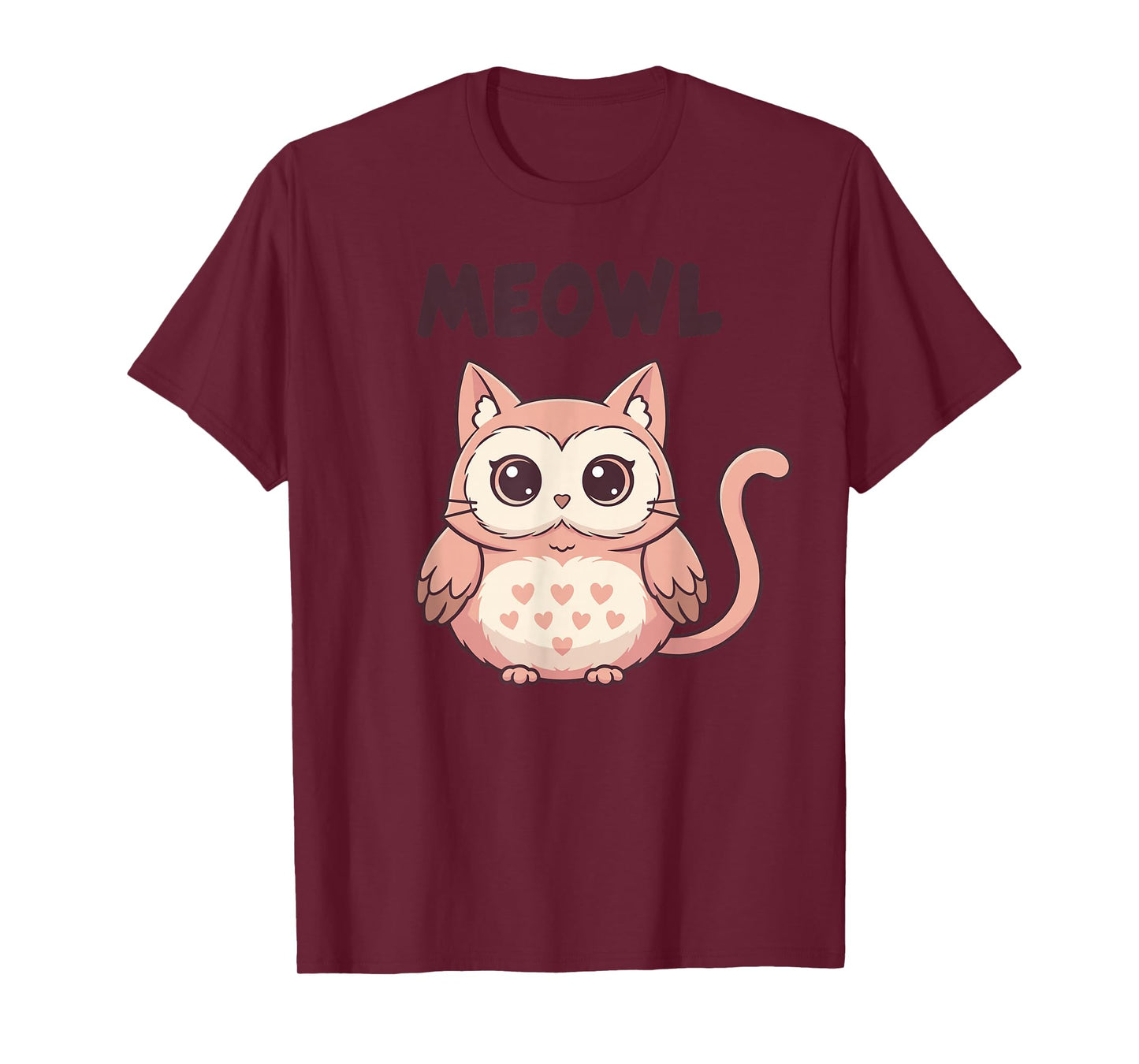 Funny Cat Meme Shirt Women Kids, Cute Owl Cat Meowl T-Shirt