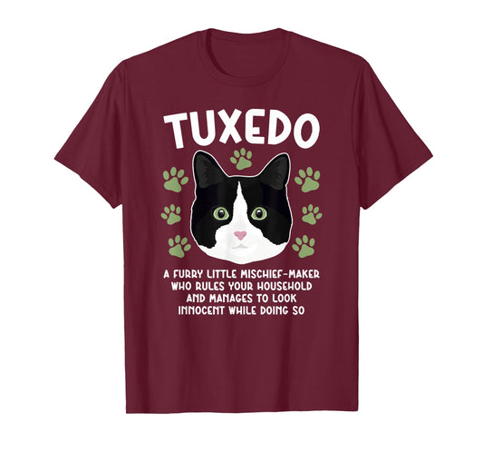 Tuxedo Cat Definition Tuxedo Cat Owner Tuxedo Cat Lover T-Shirt