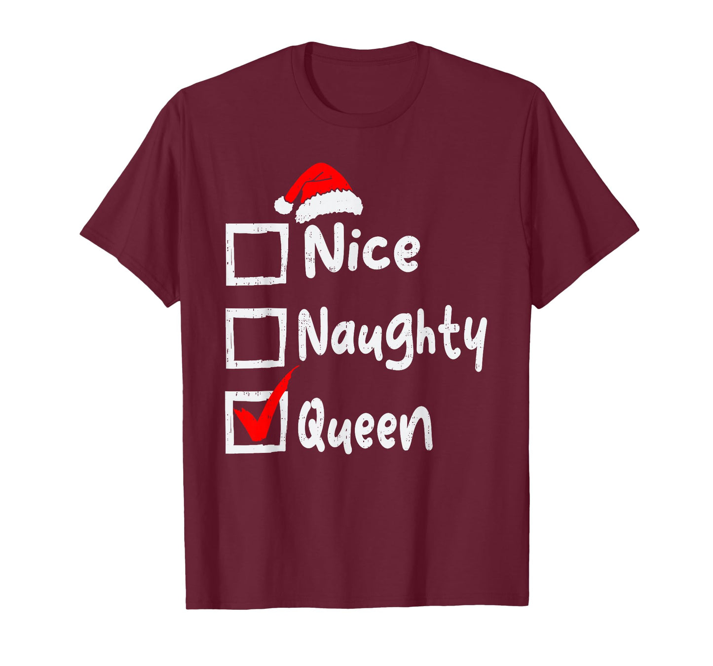 Nice Naughty Queen Funny Christmas List Family Matching Xmas T-Shirt