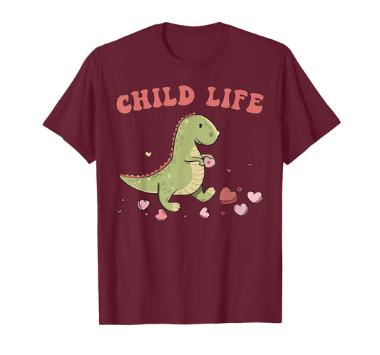 Child Life Specialist Dinosaur Heart Valentines Day CLS CCLS T-Shirt