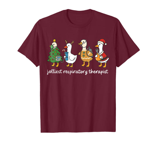 Jolliest Respiratory Therapist Peds RT Christmas Goose T-Shirt