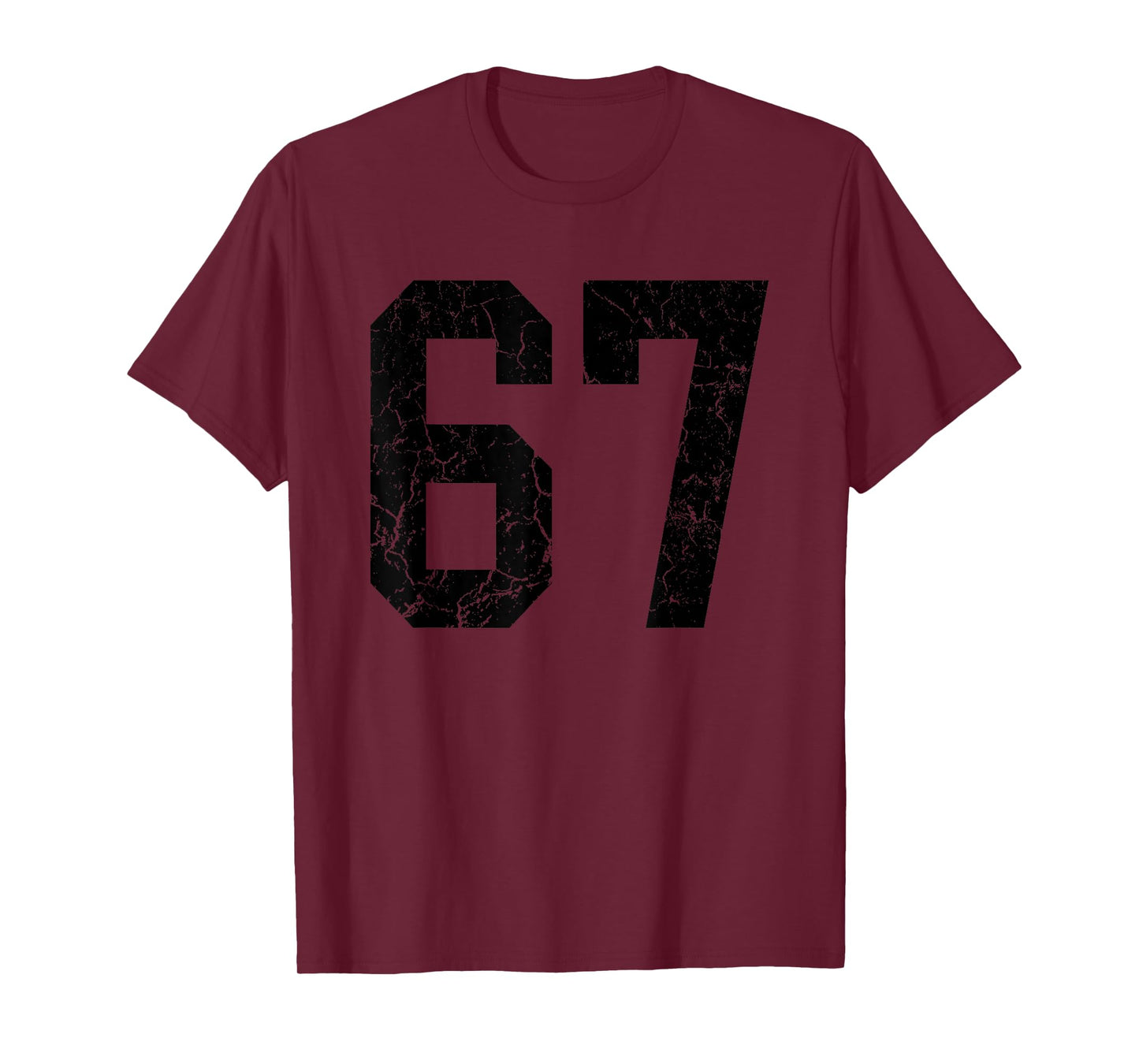 Distressed Black Number 67 Jersey Player Uniform #67 Fan T-Shirt