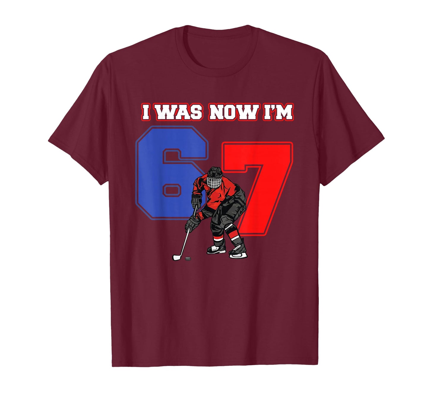 7 Year Old Birthday I was 6 Now I'm 7 Hockey Sport Lover Boy T-Shirt