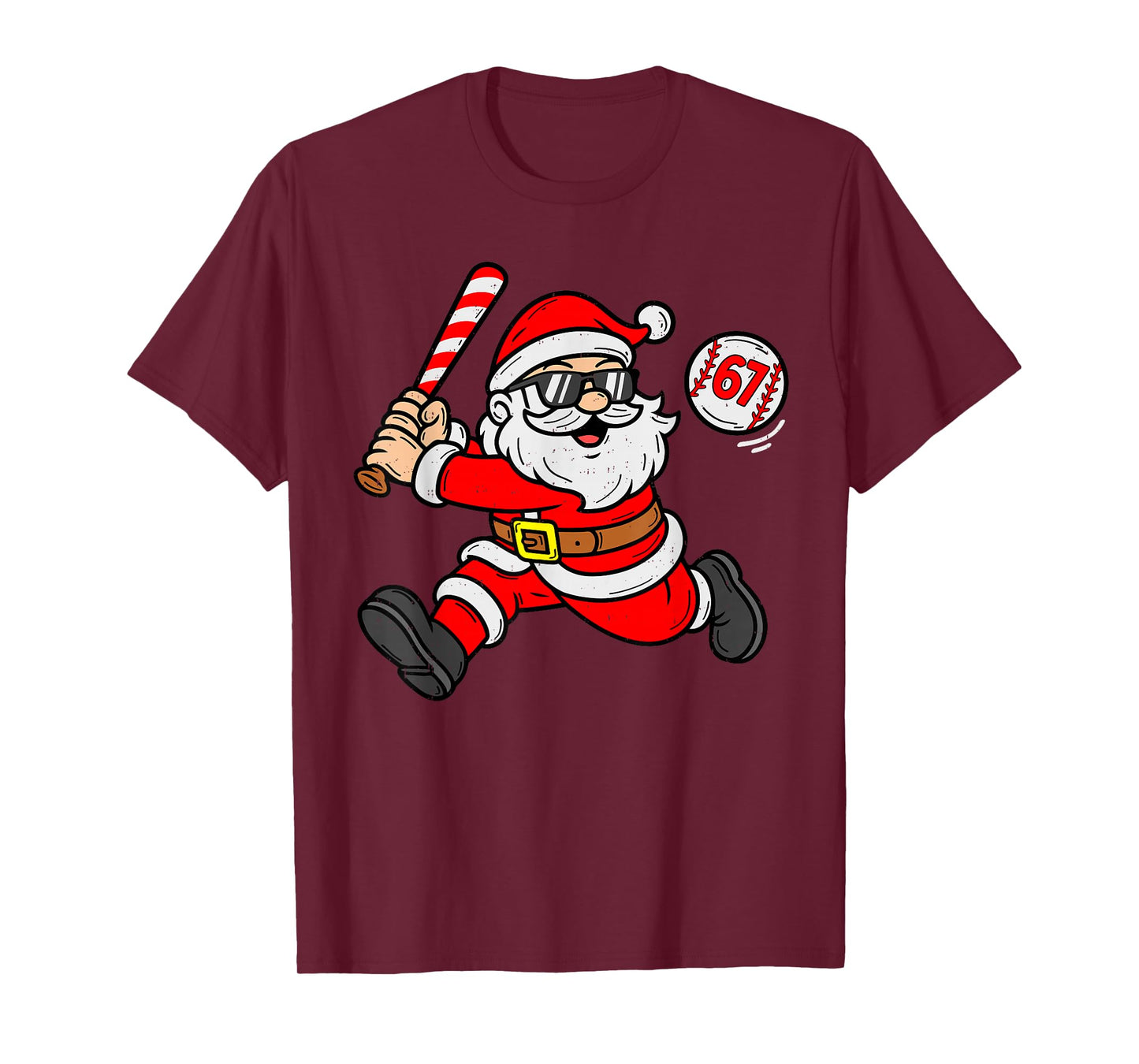 67 Baseball Santa Six Seven Meme Christmas Sport Men Boy Kid T-Shirt