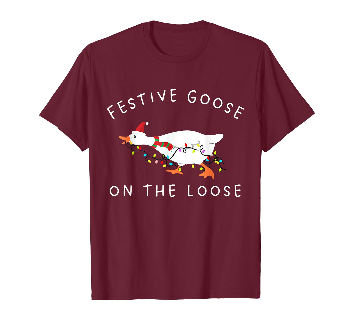 Vintage Funny Festive Goose on The Loose Christmas Retro T-Shirt