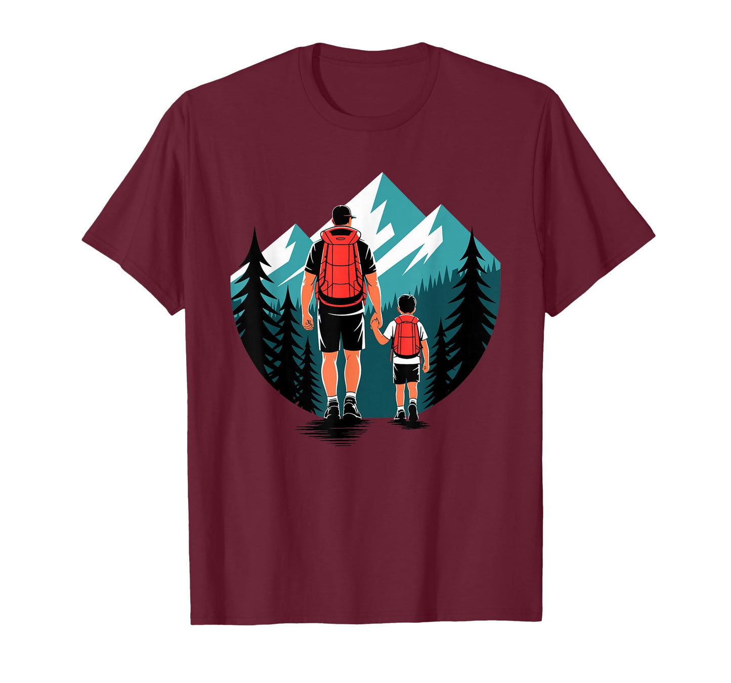 Father and Son Trail Mountain Hiking Hiker Matching Dad T-Shirt