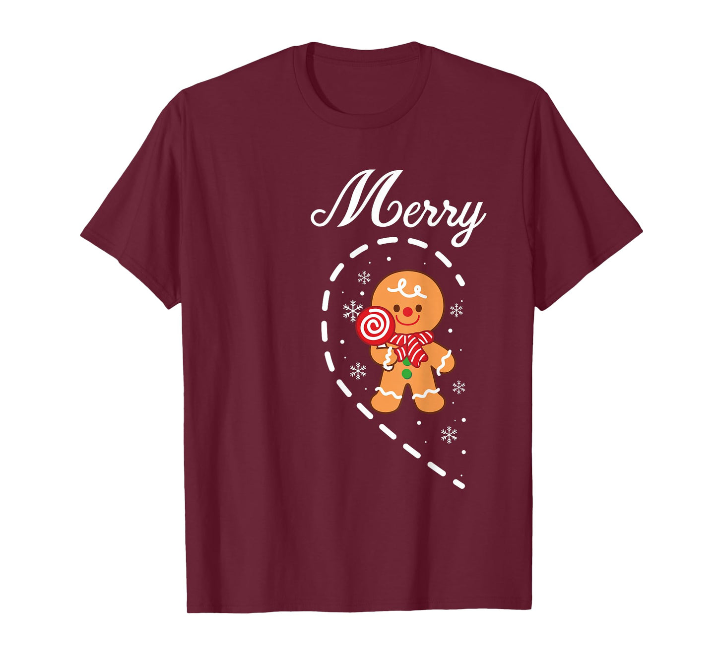 Cute Gingerbread Heart Merry Christmas Matching Couples T-Shirt