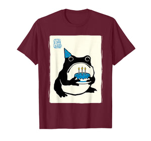 Japanese Kawaii Happy Birthday Grumpy Frog Funny Birthday T-Shirt