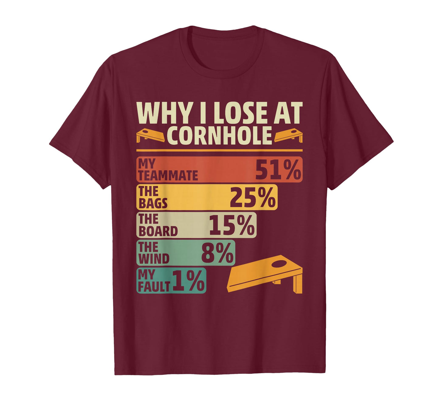 Cornhole Art for Men Women Corn Hole Players Funny Cornhole T-Shirt