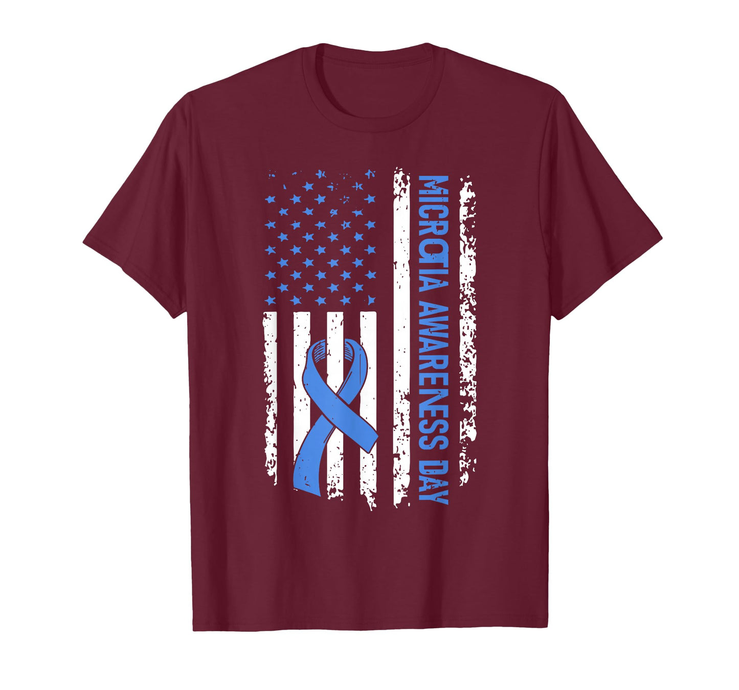 Microtia Awareness Day American Flag Bleu Ribbon T-Shirt