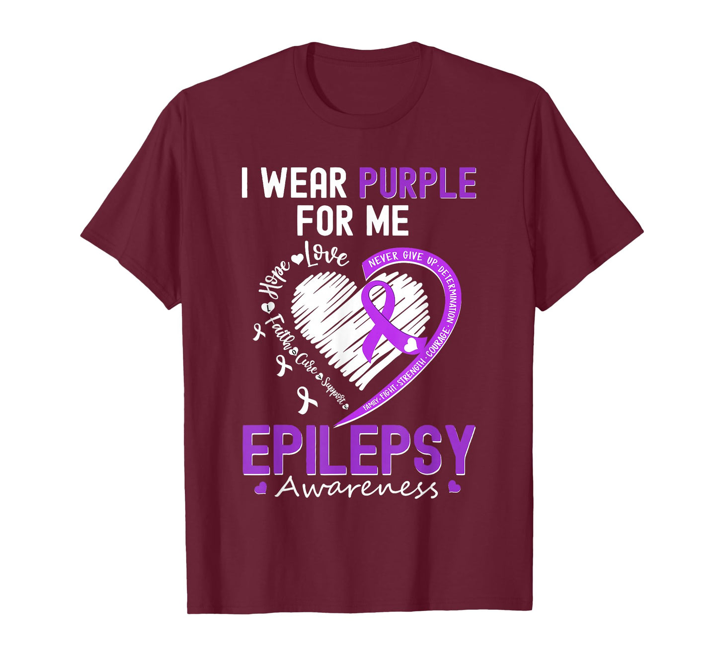 I Wear Purple for Me Epilepsy Awareness Month Heart Warrior T-Shirt