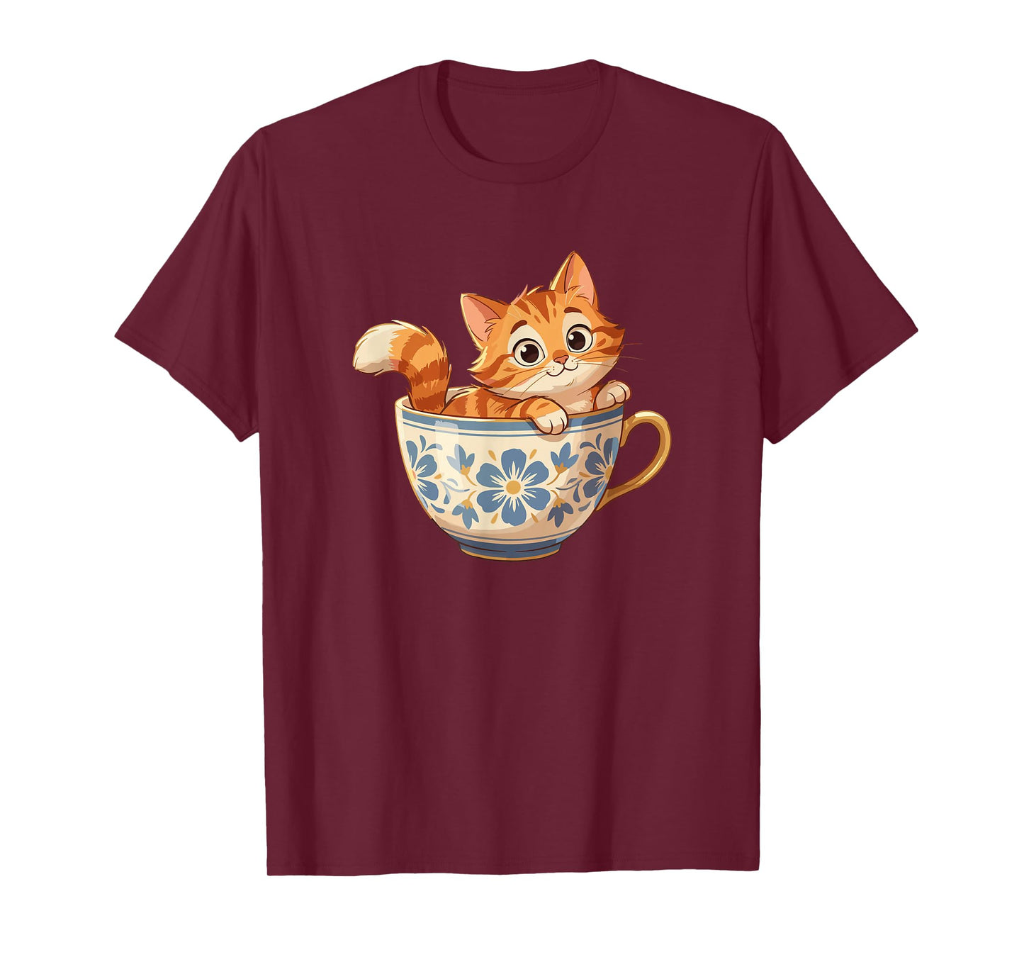 Cute Cat in Floral Teacup for Tea Lovers T-Shirt