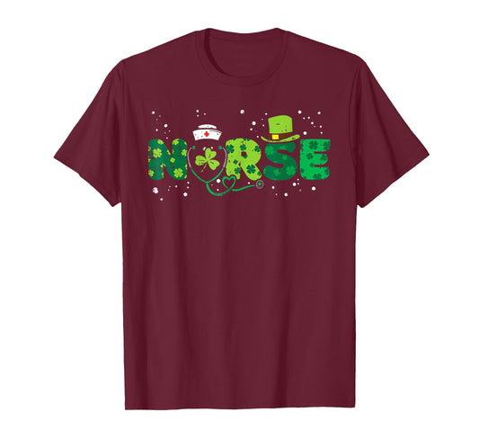 Irish Nurse Stethoscope Scrub St Patricks Day Nurses Women T-Shirt