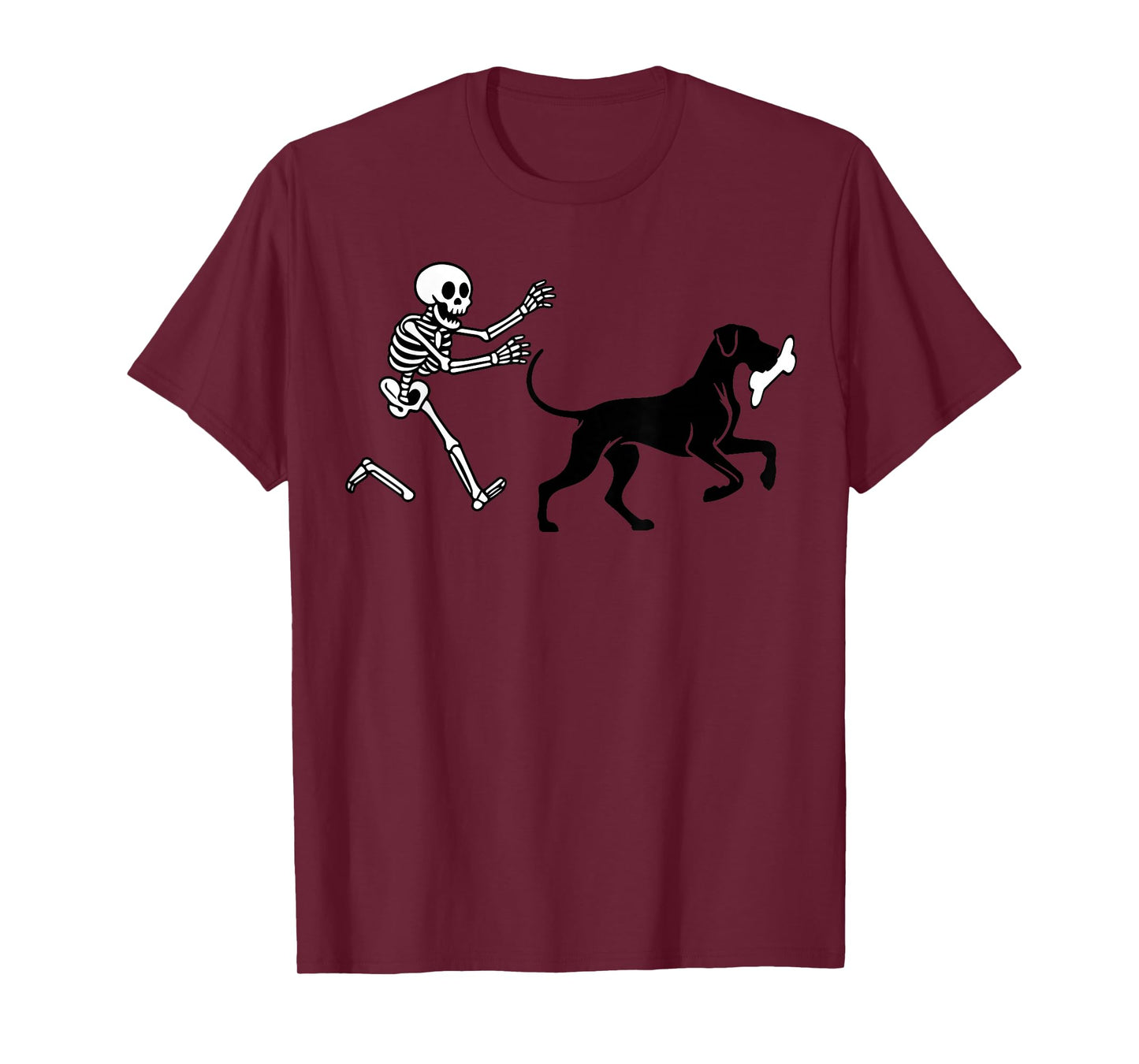 Funny Great Dane Running Skeleton Halloween T-Shirt
