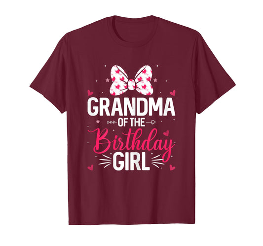 Cute Pink Bow Grandma of The Birthday Girl T-Shirt