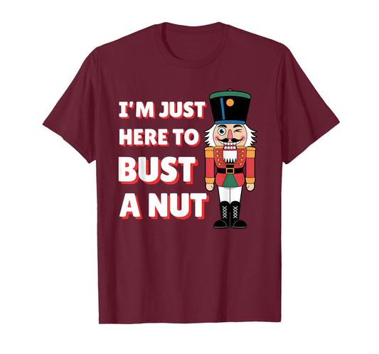 Funny Christmas Nutcracker- Bust a Nut Funny Mens Christmas T-Shirt