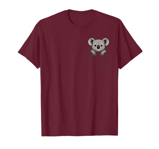 Funny Koala Peeking in Pocket Animal Lover Men Women Kids T-Shirt