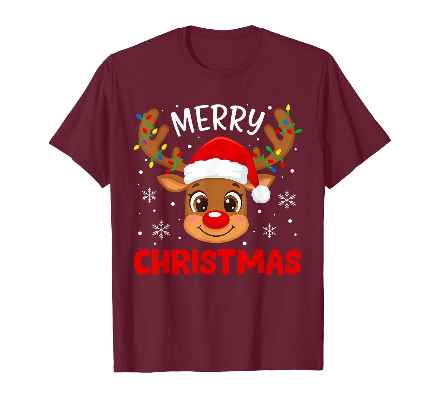 Merry Christmas Reindeer Brown Deer Xmas Family Matching T-Shirt