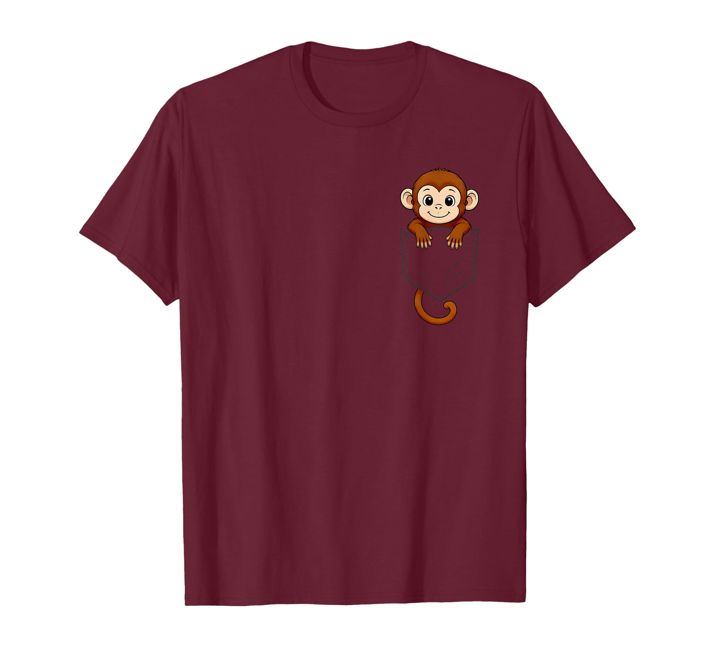 Funny Monkey Peeking in Pocket Zoo Animal Lover T-Shirt