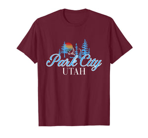 Utah Park City Winter Alpine Ski Retro Sunset Mountain T-Shirt