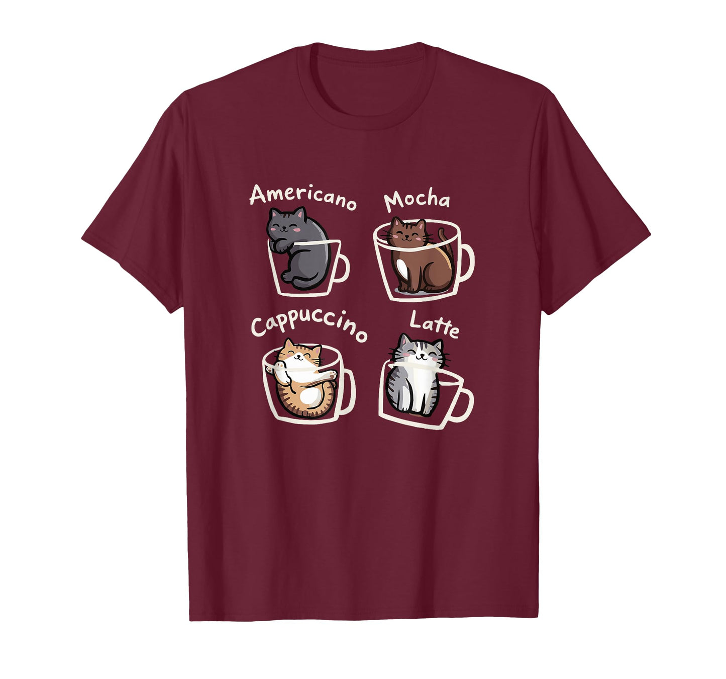 Cute Cats in Coffee Cups Espresso Mocha Latte Cappuccino T-Shirt