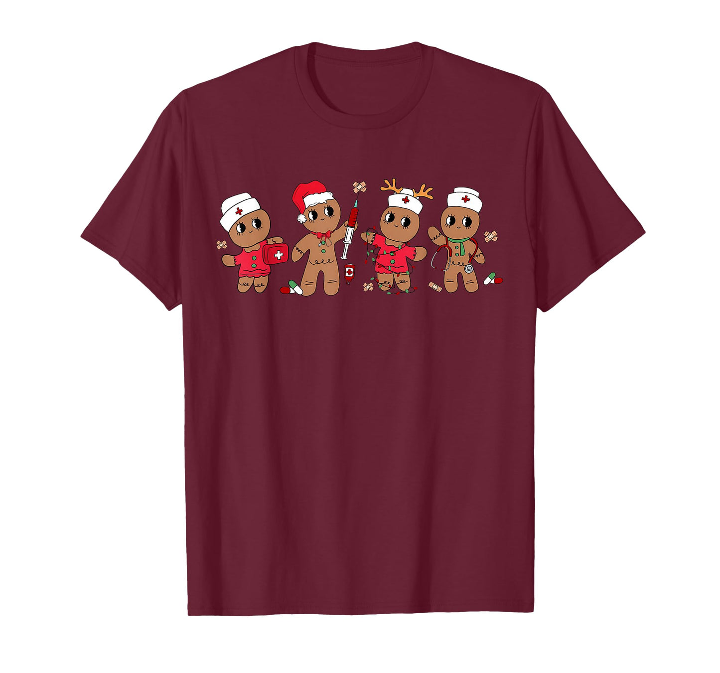 Nurse Cute Gingerbread Christmas Xmas Holiday Nurses Pajamas T-Shirt