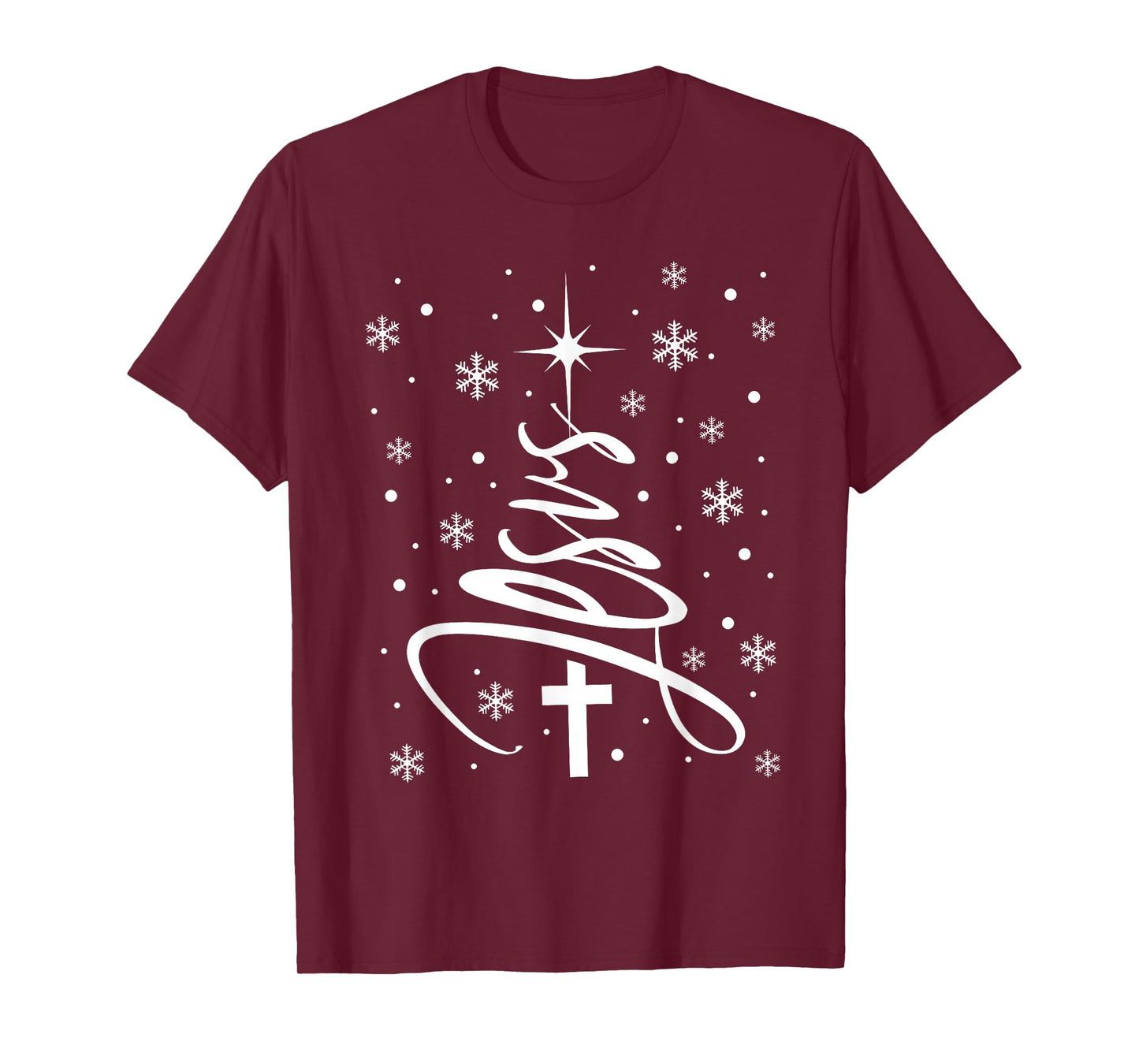 Jesus Christian Xmas Tree Snowflake Holiday Merry Christmas T-Shirt