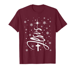 Jesus Christian Xmas Tree Snowflake Holiday Merry Christmas T-Shirt