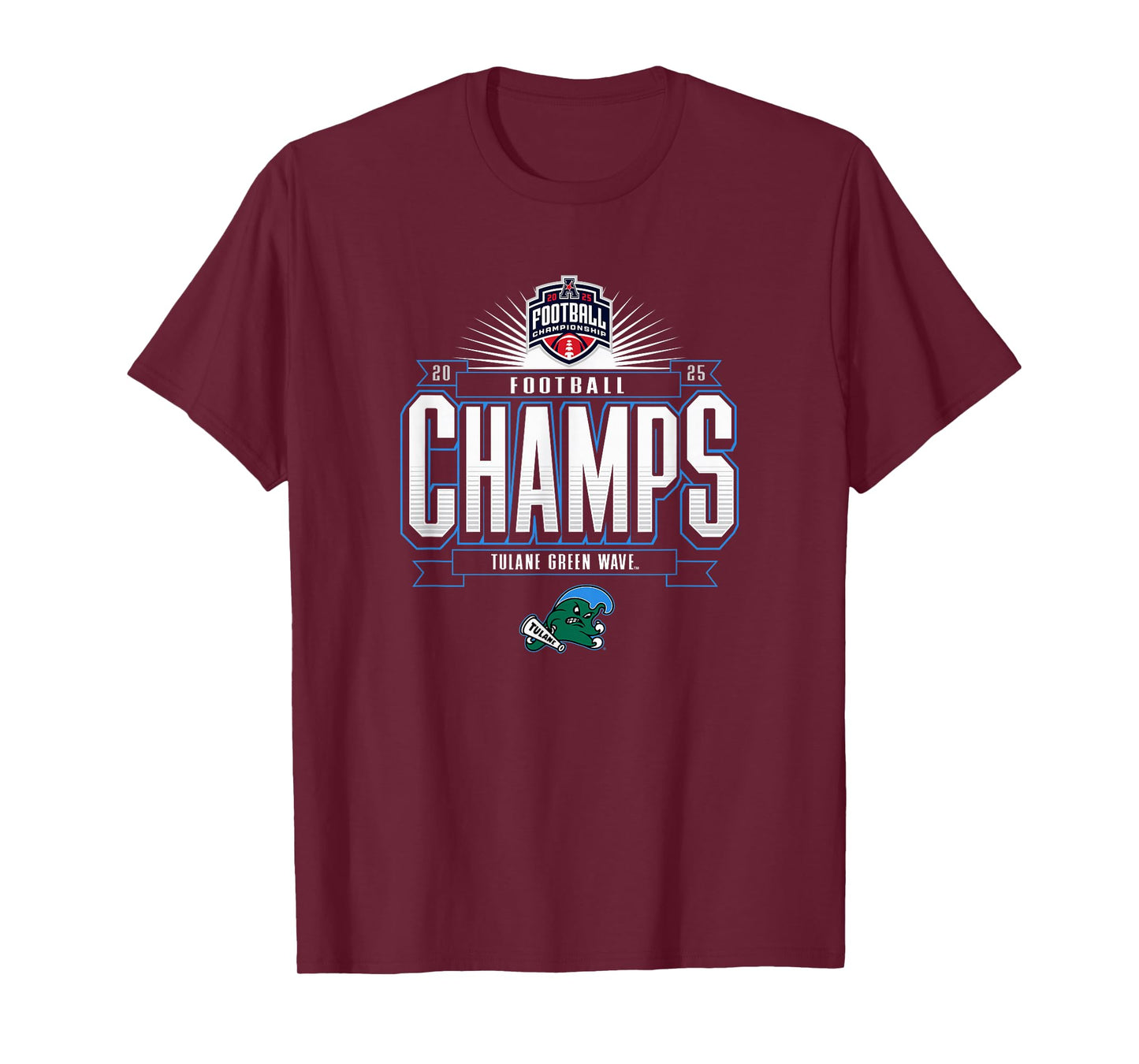 Tulane Green Wave AAC Champs 2025 Football Locker Room T-Shirt