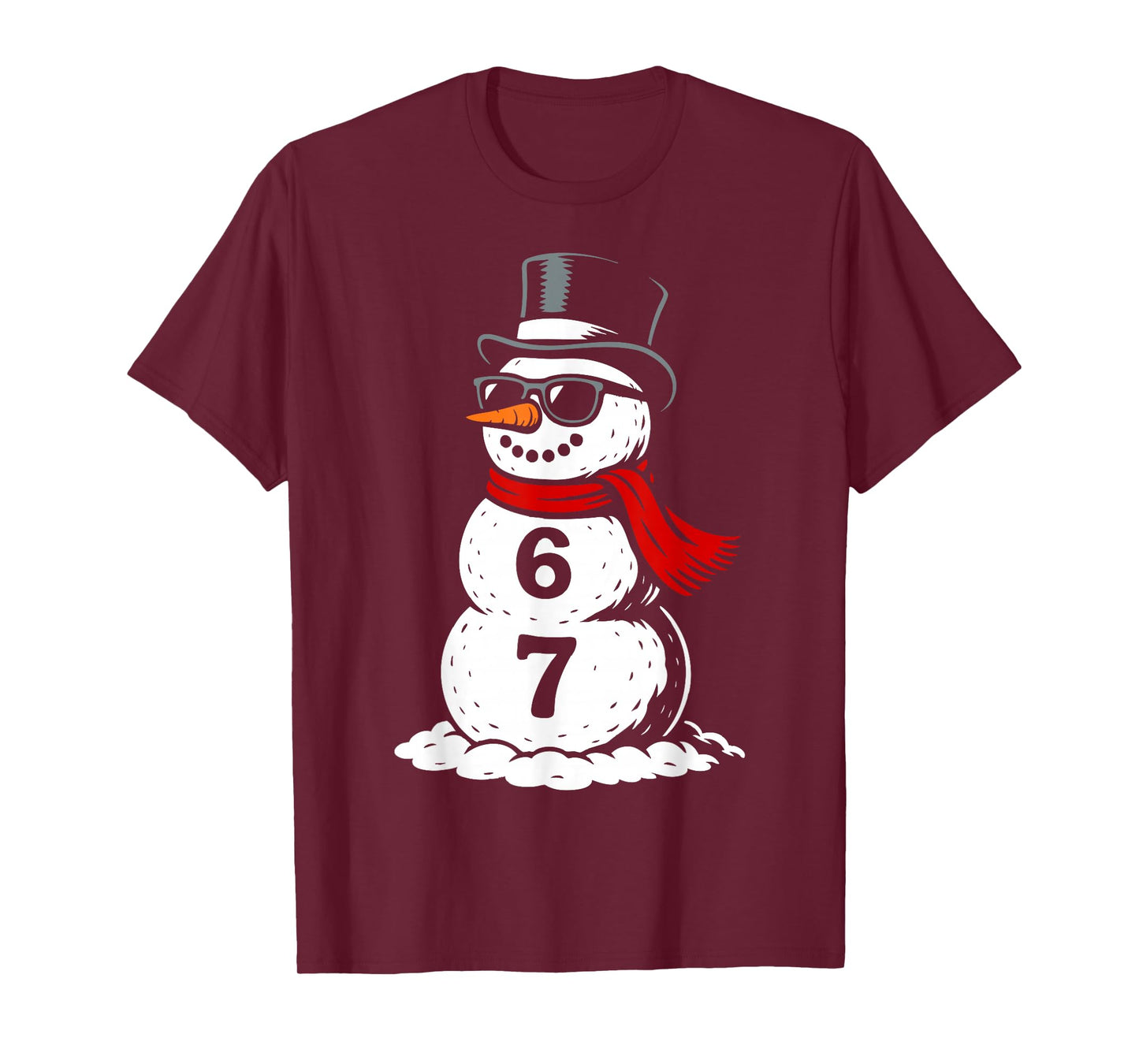 Six Seven Snowman Cool Christmas 6 7 Holiday Rizz Kids Fun T-Shirt