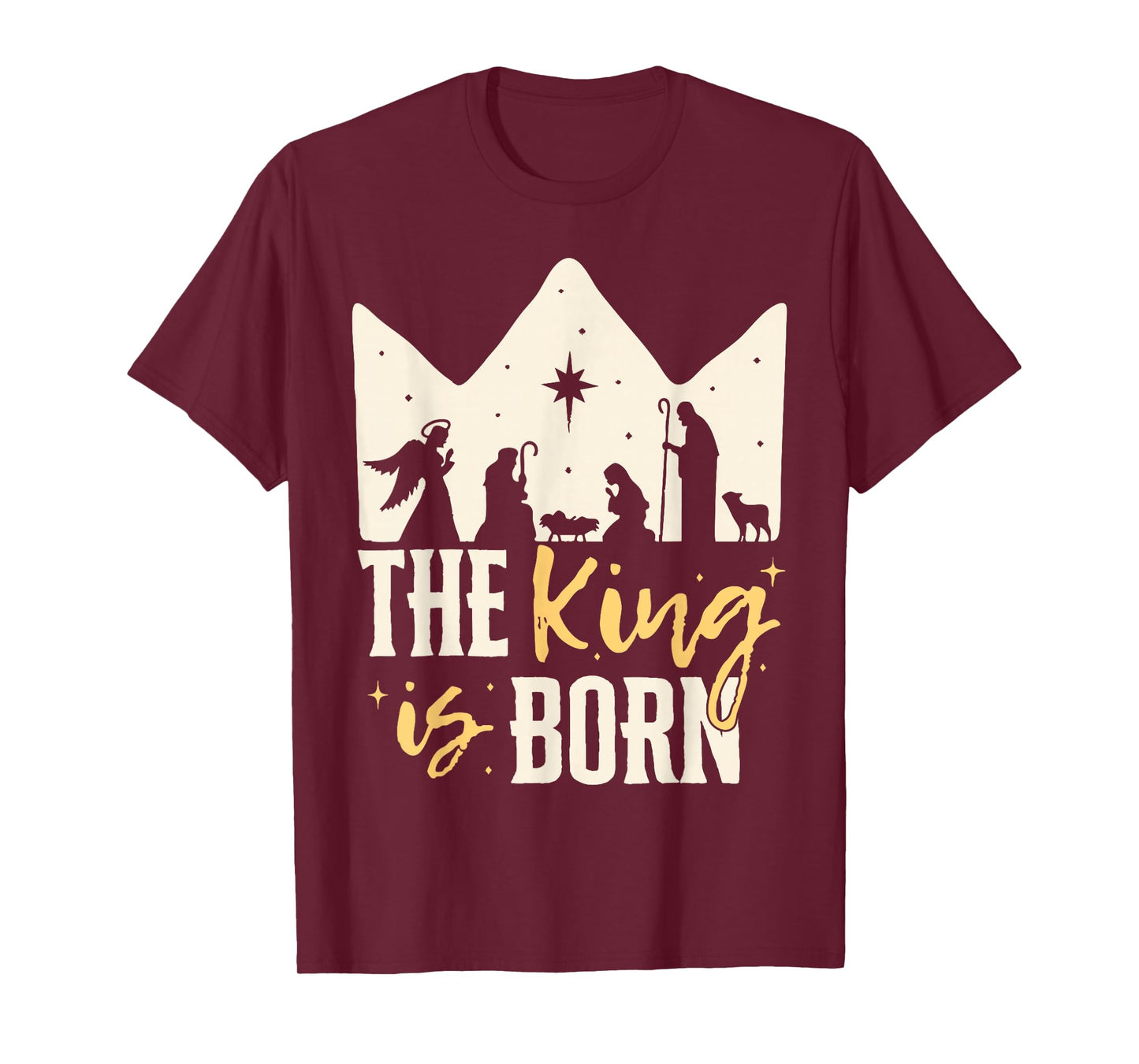 Retro The King is Born Jesus Christ Nativity Scene Christian T-Shirt