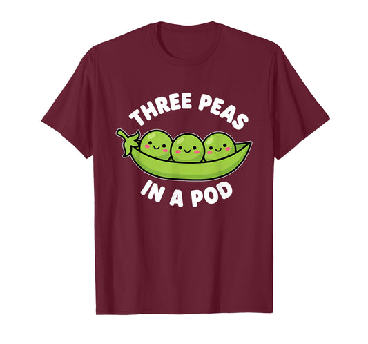 Funny Three Peas in A Pod Cute Kawaii T-Shirt
