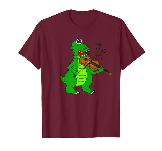 T-Rex Playing Violin, Violinist Music Teacher Dinosaur Funny T-Shirt