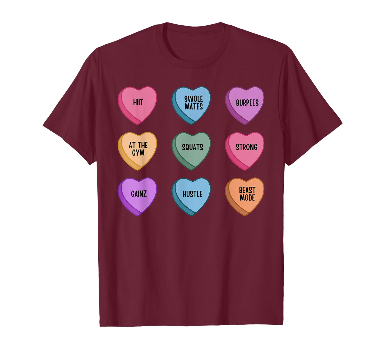 Gym Workout Candy Heart Valentines Day Fitness Weightlifting T-Shirt