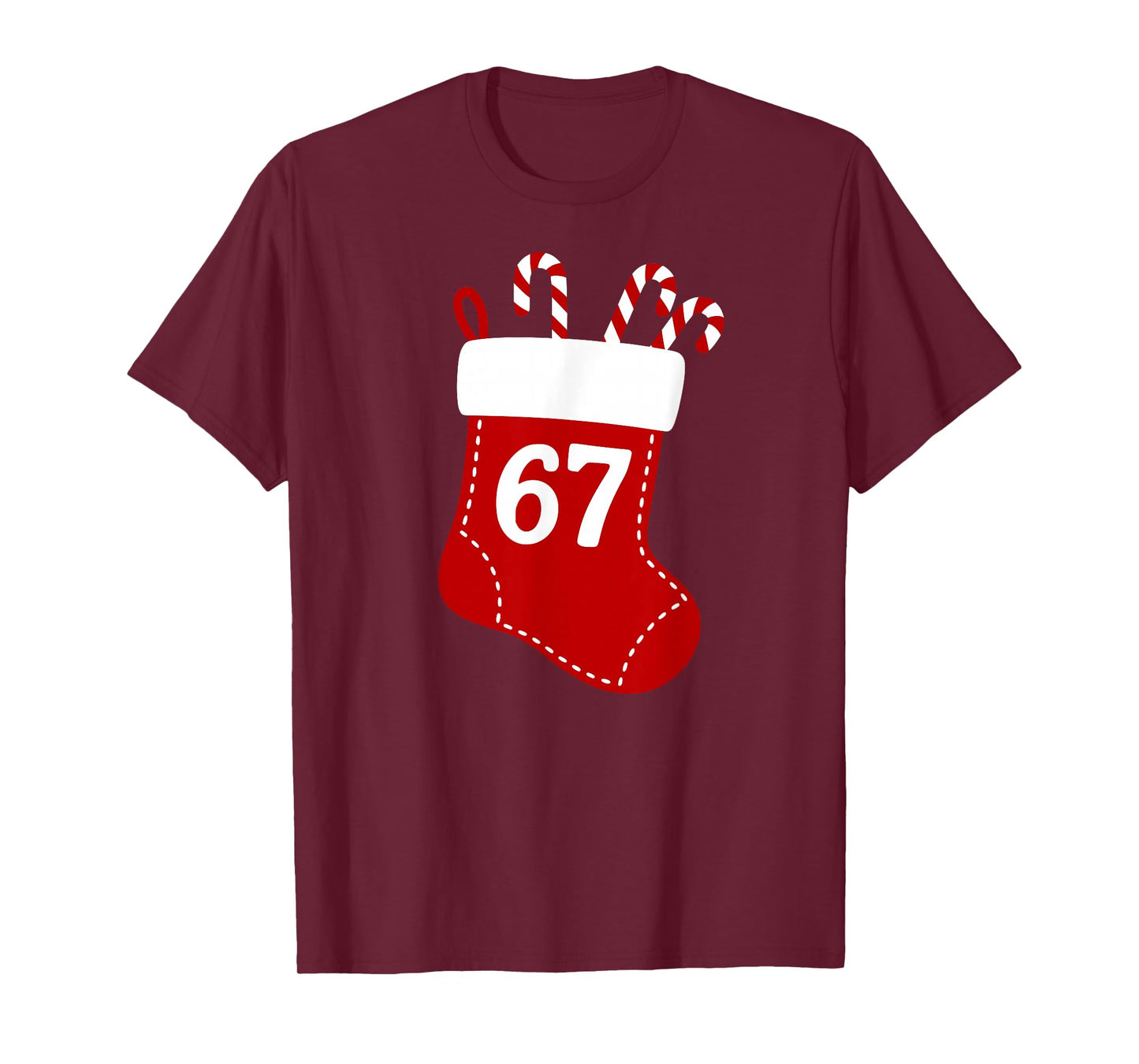 Six Seven Kids 67 Boys Girls 6 7 Christmas Stocking Xmas Tee T-Shirt