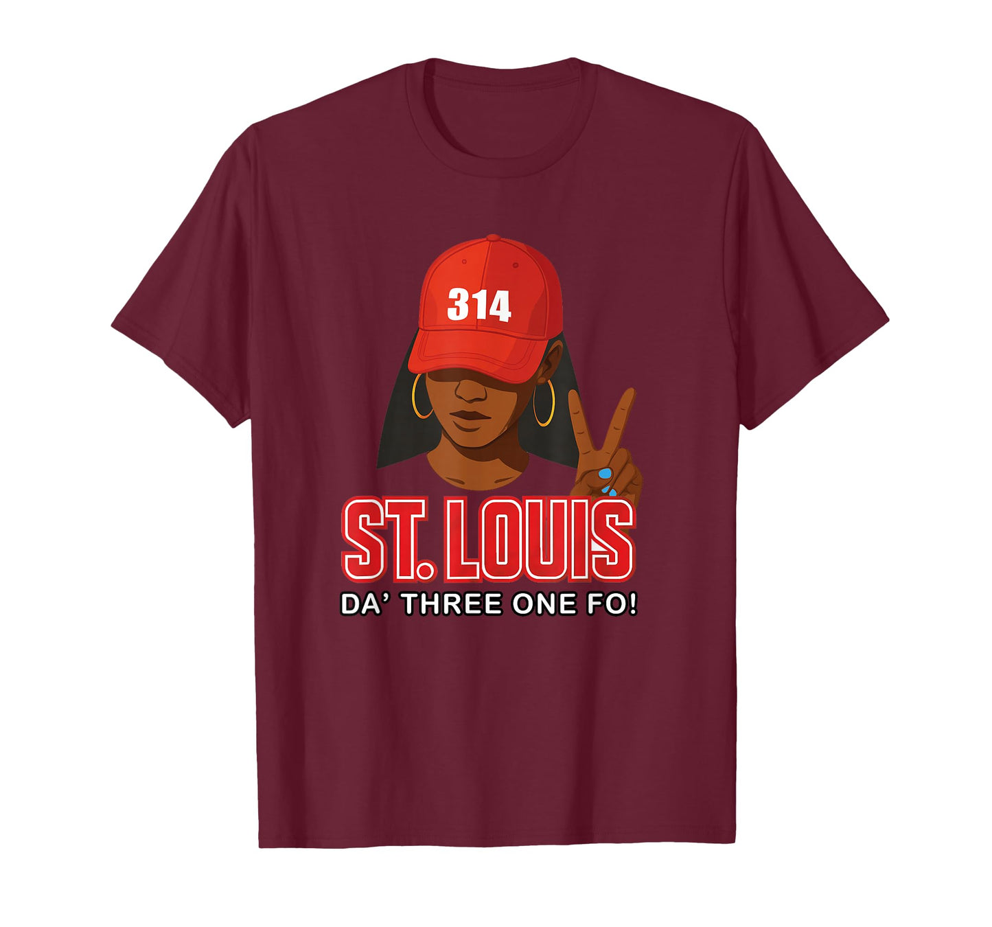 314 Red Hat African American Woman St. Louis T-Shirt