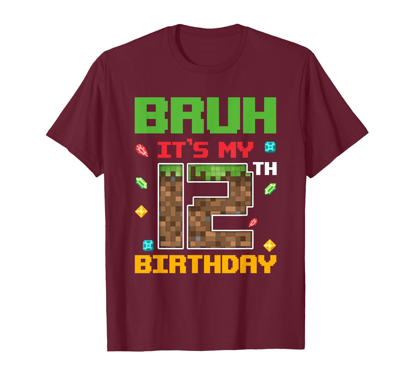 It's My 12th Birthday Boy 12 Years Old Pixel Gamer T-Shirt