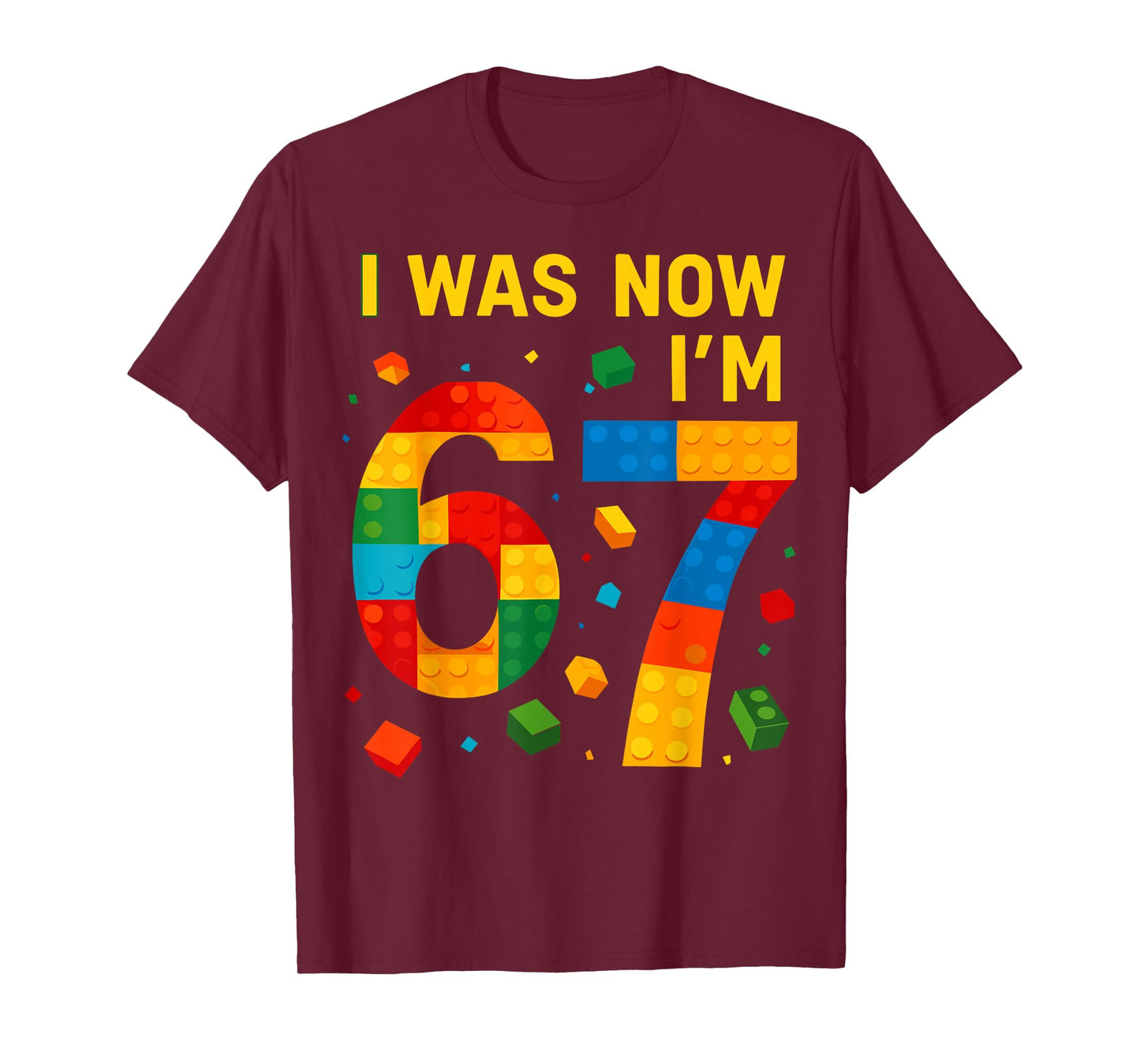 I was 6 Now I'm 7 Building Blocks 7th Birthday Kids T-Shirt