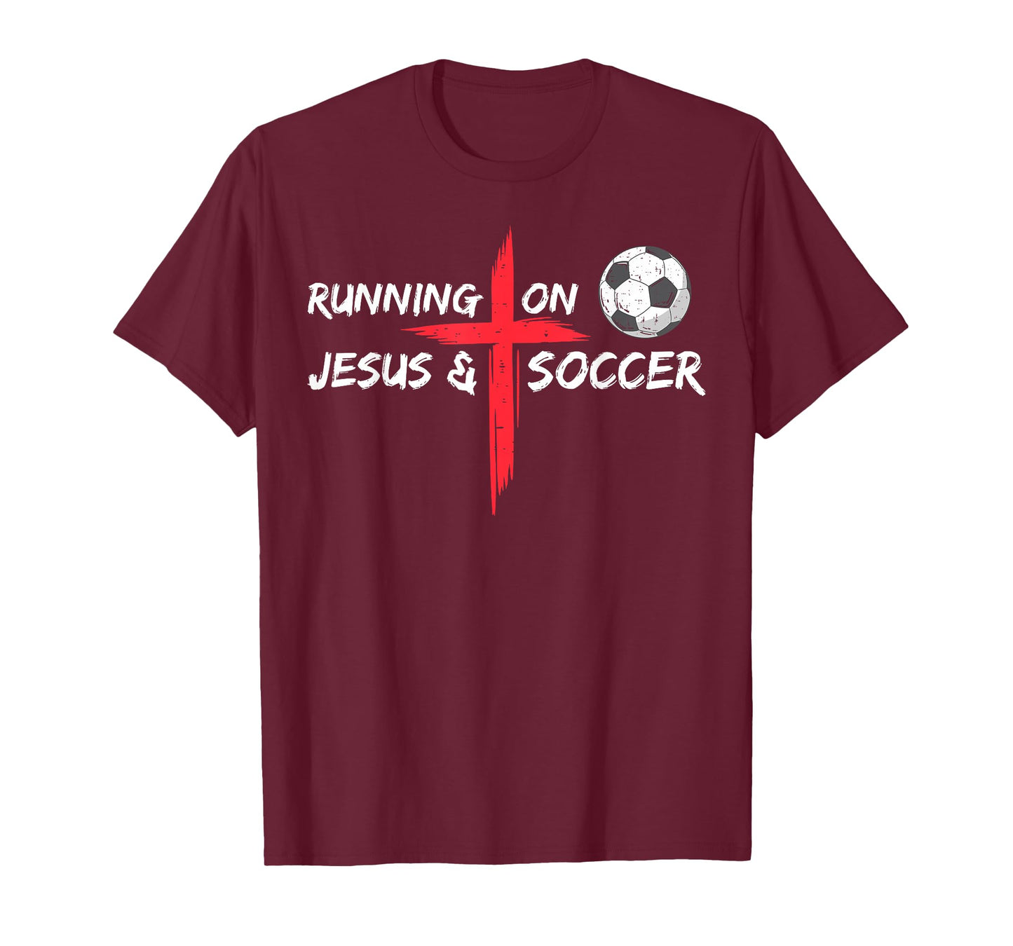 Running On Jesus & Soccer Christian Religious Church & Jesus T-Shirt