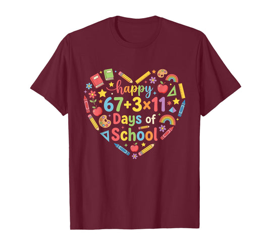 Happy 100 Days of School Math Equation 100th Day Teacher 67 T-Shirt