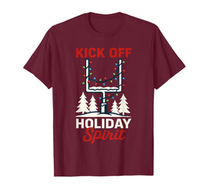 Kick Off Holiday Spirit Christmas Football T-Shirt