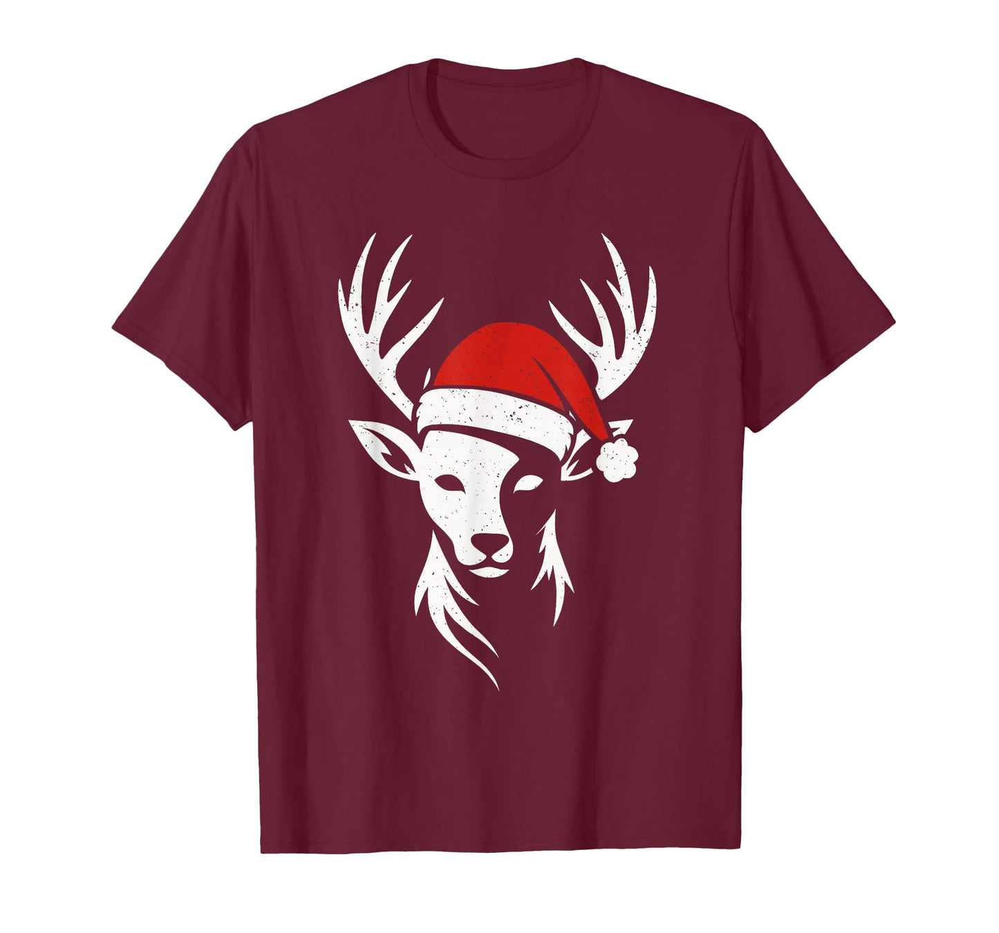 Hunting Christmas Deer Santa Hat Hunter Xmas Holiday Mens T-Shirt