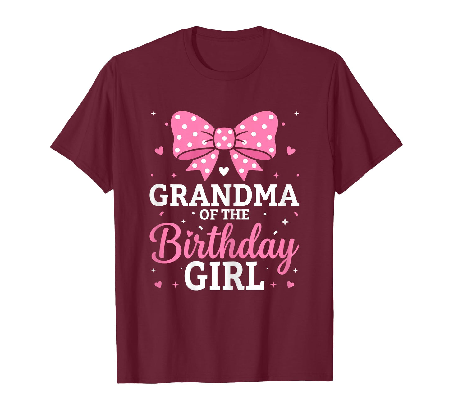 Cute Pink Bow Grandma of The Birthday Girl Grandmother T-Shirt