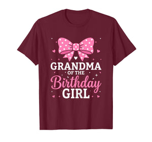 Cute Pink Bow Grandma of The Birthday Girl Grandmother T-Shirt