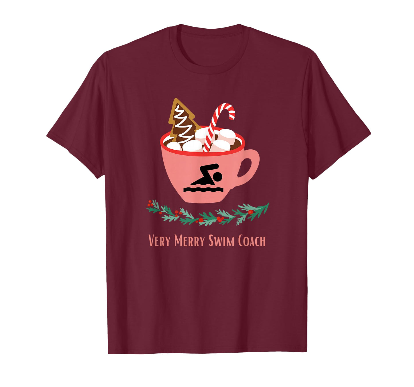 Swim Coach Christmas Xmas Holidays Sports Retro Trendy T-Shirt