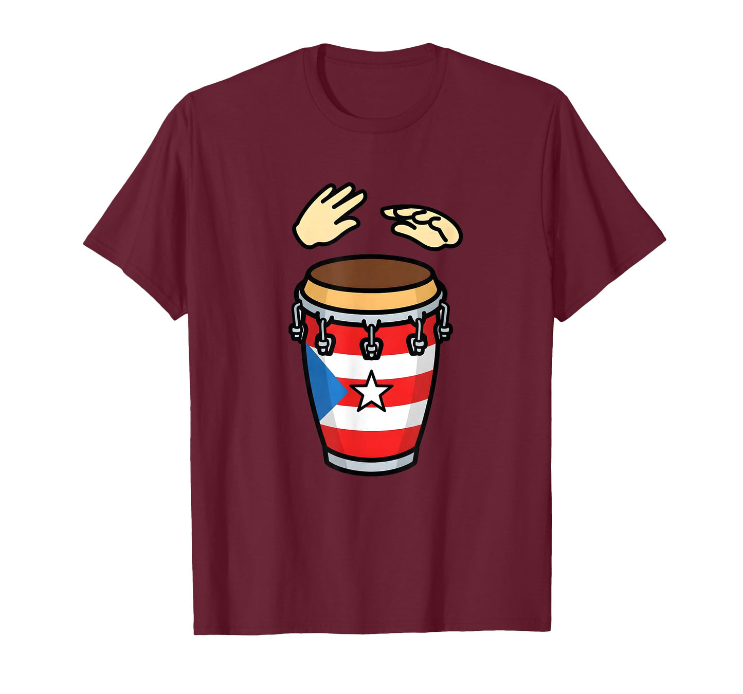 Puerto Rican Flag Conga Drum Latin Percussion T-Shirt