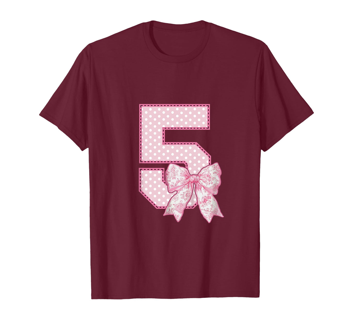 Kids 5th Birthday Shirt Girl Coquette Bow Kids Five 5 Year Old T-Shirt