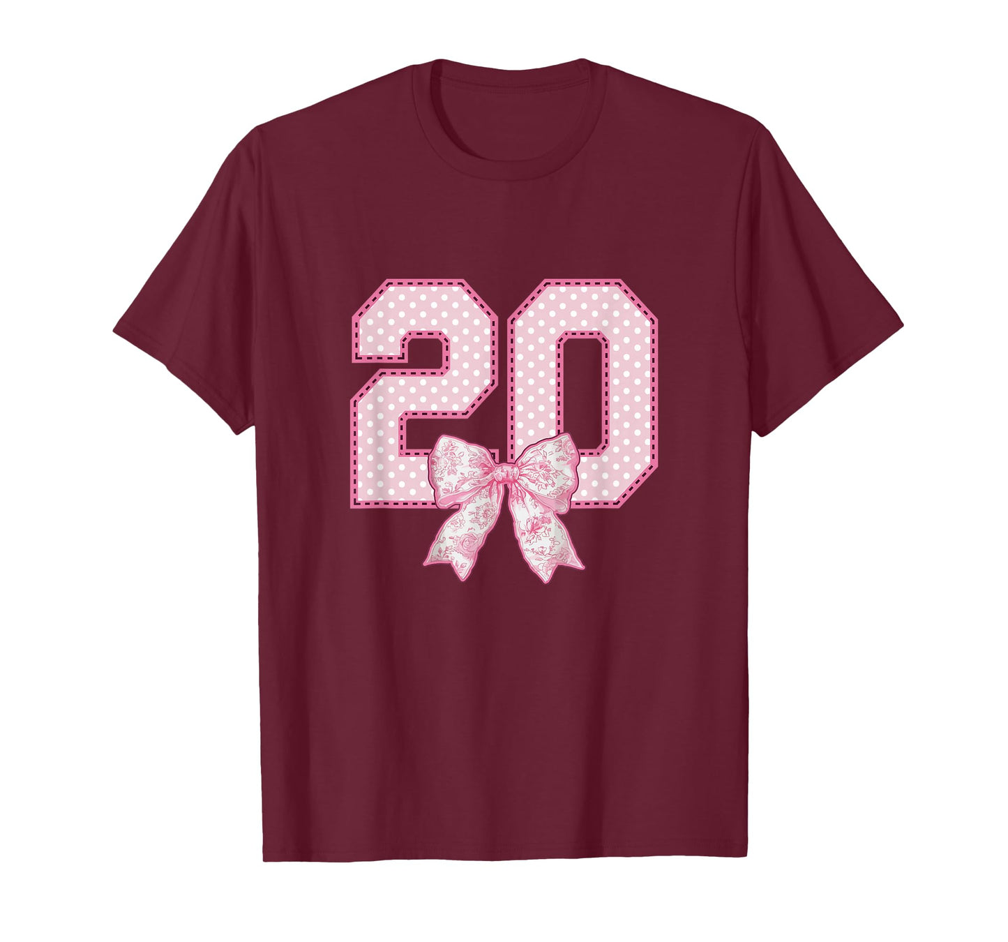 20th Birthday Shirt Women Coquette Bow 20 Year Old Birthday T-Shirt